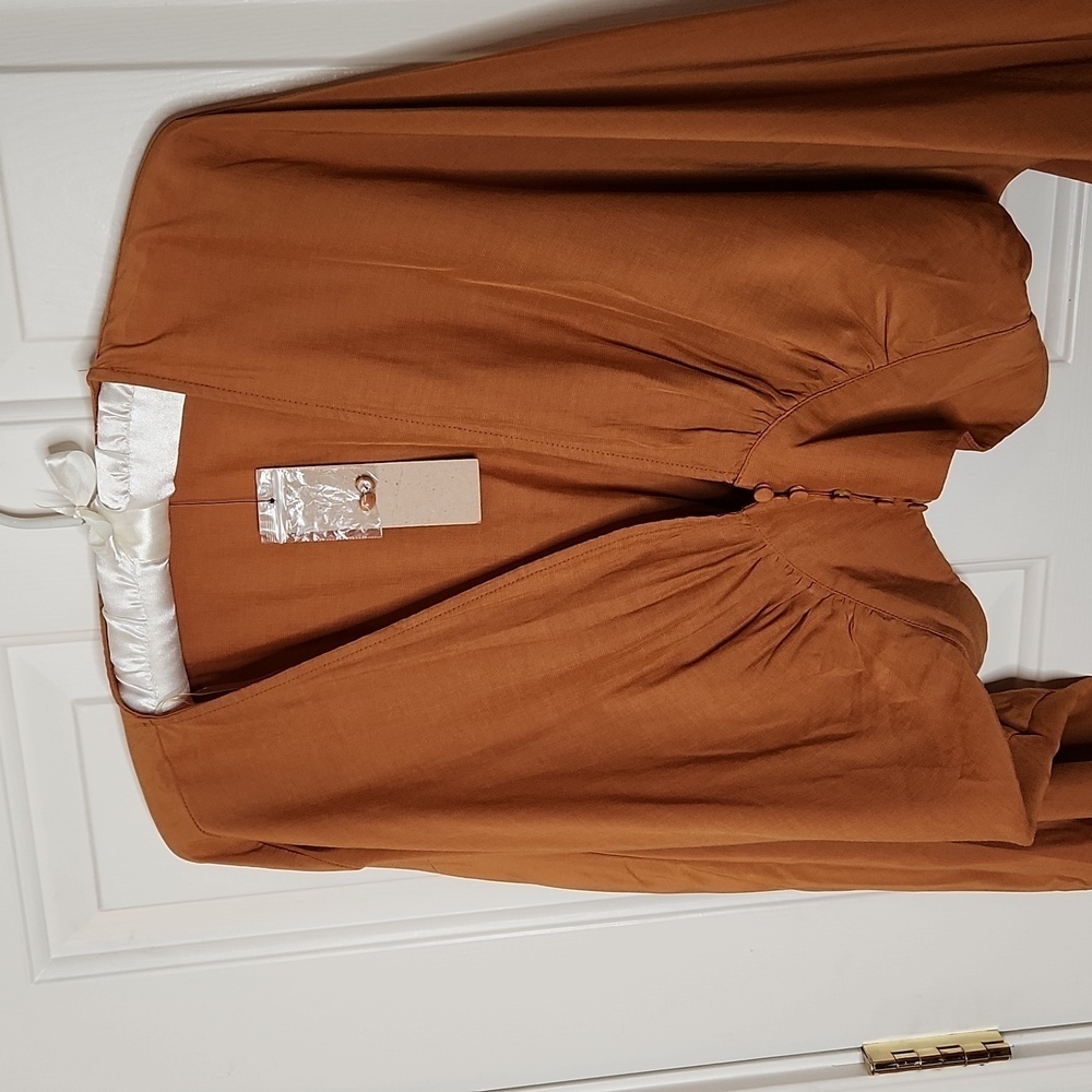 Do+Be Cocoa Brown Long Sleeve Crop Top Size S NWT - Picture 9 of 16